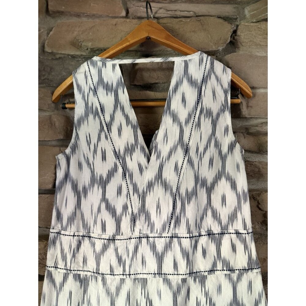 Toad & Co Size XS Shakti Ikat Dress White Grey Sleeveless Front Tie 100% Cotton - Picture 5 of 10